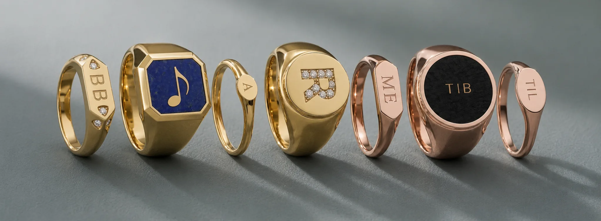 RAUSCHMAYER design-your-own signet rings for men and women, with engraving and stone inlay